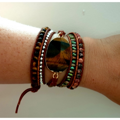 Wrap armband met tijgeroog